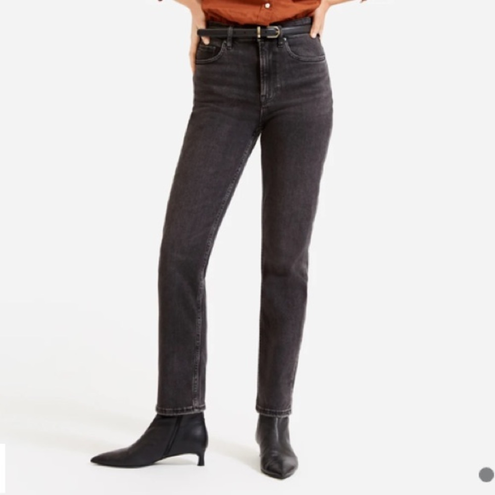 Everlane SuperStraight washed black gray high waist vintage ankle denim jeans 28